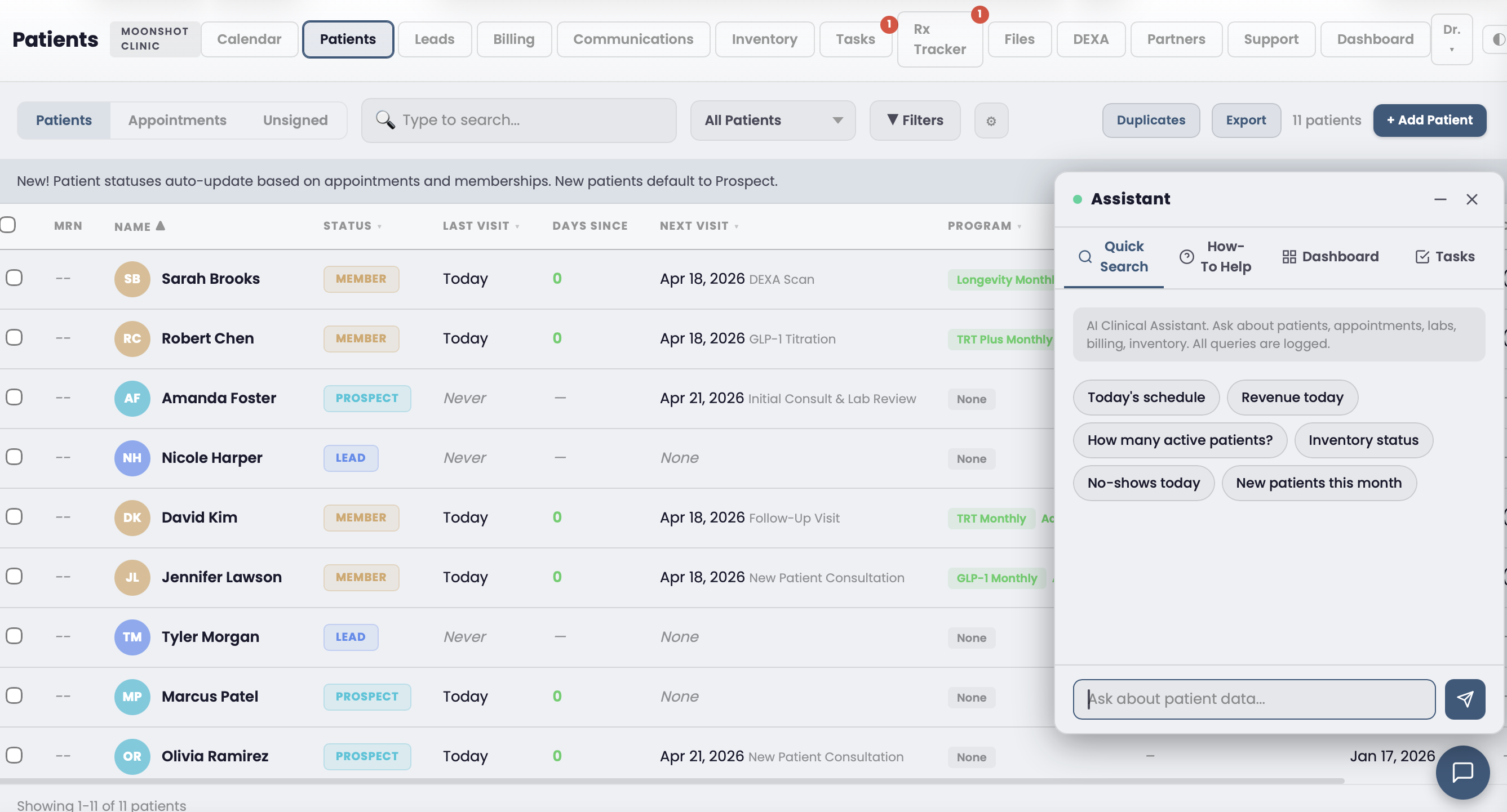 AI clinical assistant answering questions about patient history and lab results